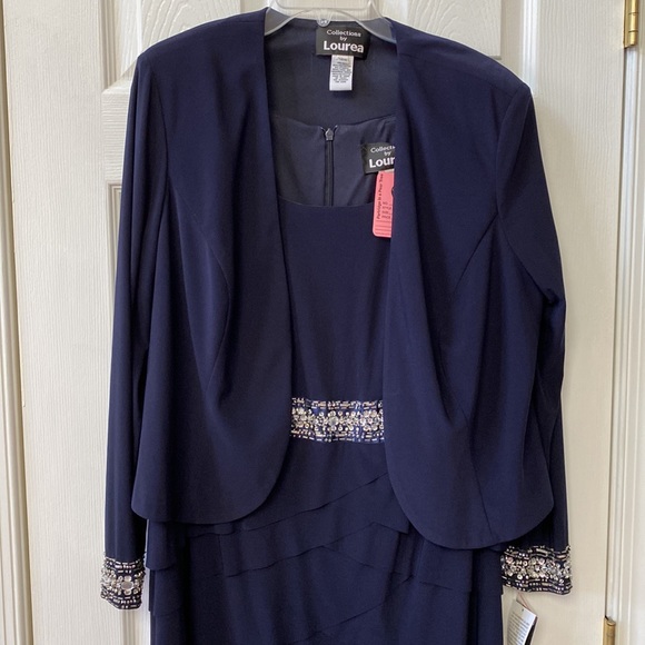 Navy blue formal dress with matching blazer - Picture 3 of 14
